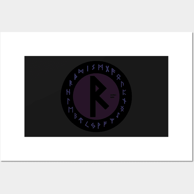 Purple Raidho Elder Futhark  | Viking Rune Symbol Wall Art by DepicSpirit